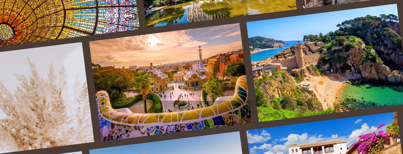 Eine Collage an Bildern der Top Sehenswürdigkeiten in Spanien