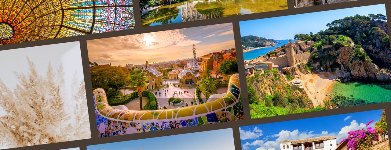 Eine Collage an Bildern der Top Sehenswürdigkeiten in Spanien