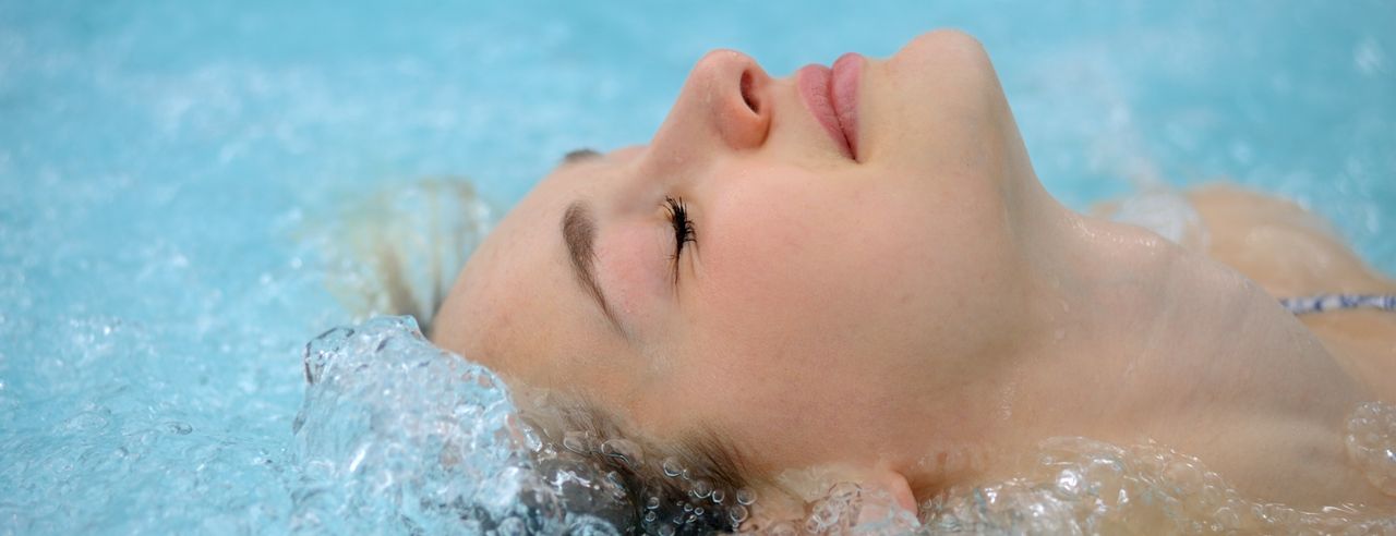 A woman in the thermal bath