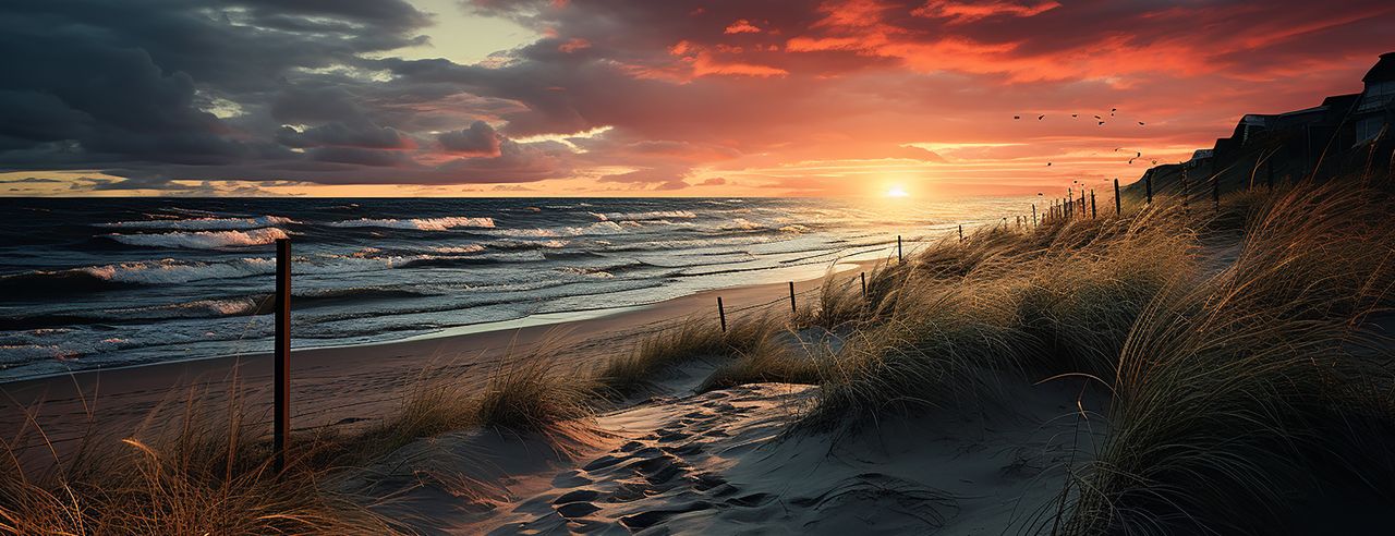Ein romantischer Sonnenuntergang der Nordseeküste erleben, wenn Sie einen Kurzurlaub in Norddeutschland buchen