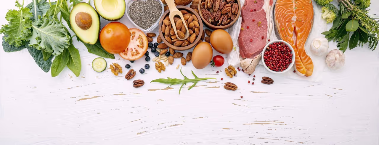 Verschiedene Low-Carb-Lebensmittel