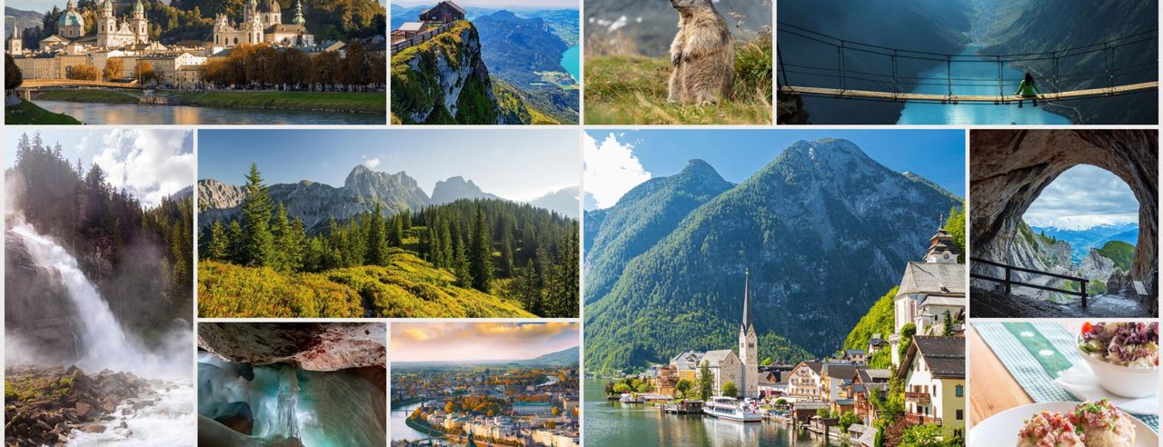Collage mit Österreichs Sehenswürdigkeiten