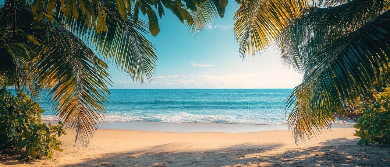 Ein tropischer Strand mit dem Meer bei einer Ayurveda Reise erleben