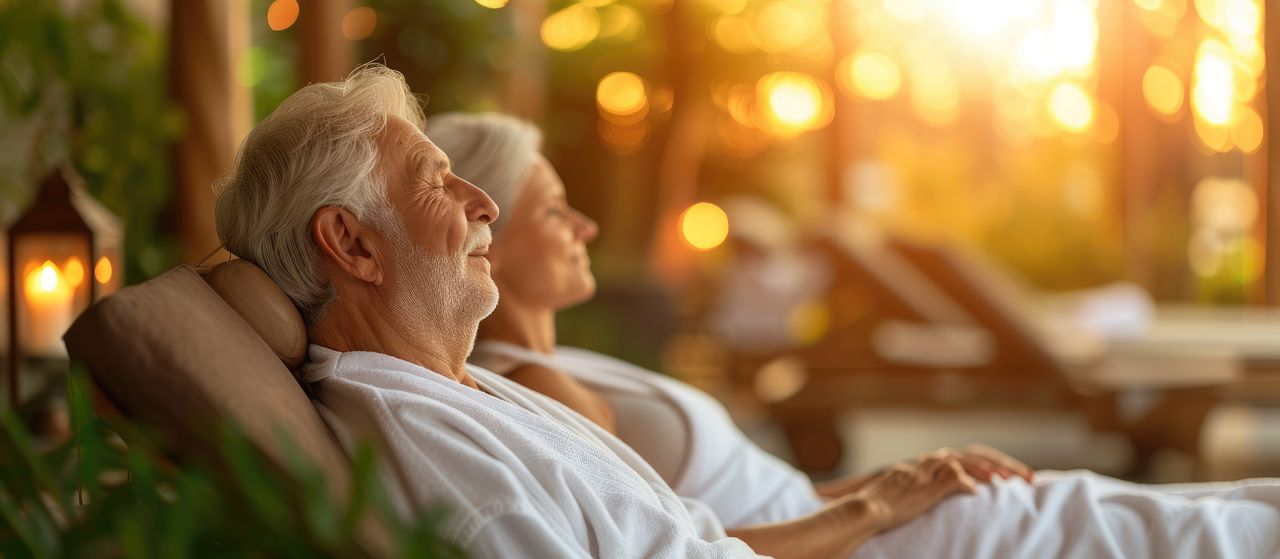 Ein Pärchen im Wellnessbereich des romantischen Hotels in Niedersachsen