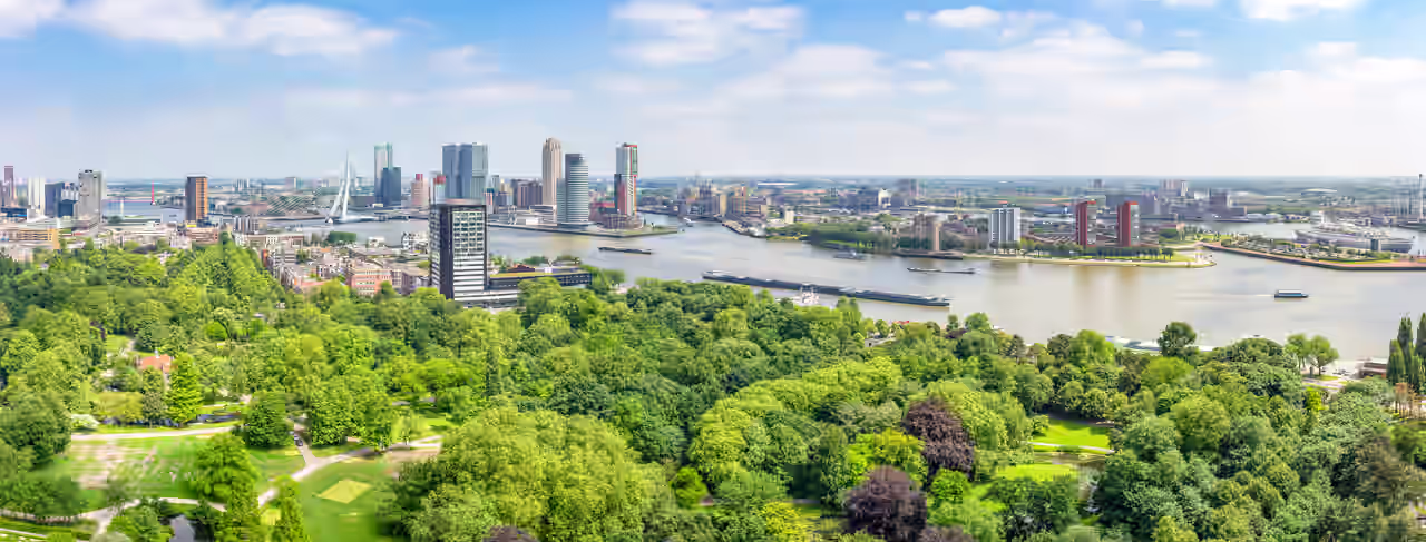 Panoramablick auf Rotterdam und des Fluss Maas