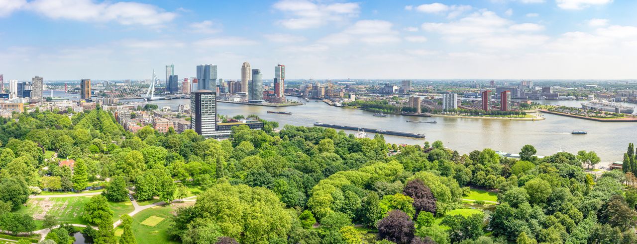 Panoramablick auf Rotterdam und des Fluss Maas