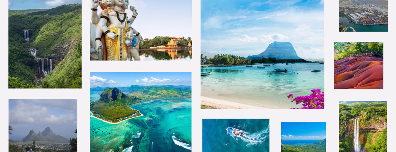 Collage der Sehenswürdigkeiten auf Mauritius