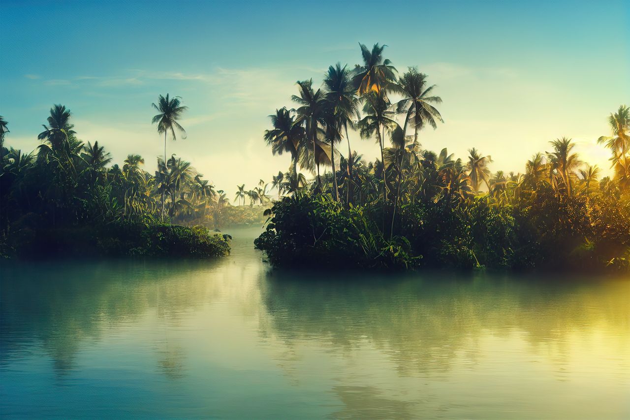 Die Backwaters und die umgebene, üppige Natur im Luxusurlaub in Indien erleben