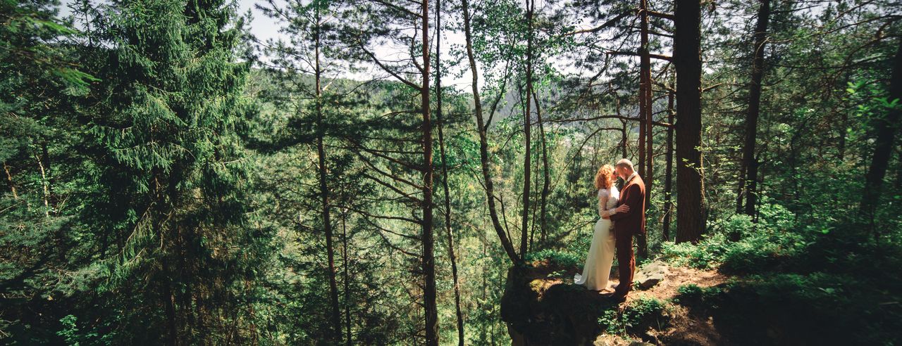 Paar küsst sich im Schwarzwald