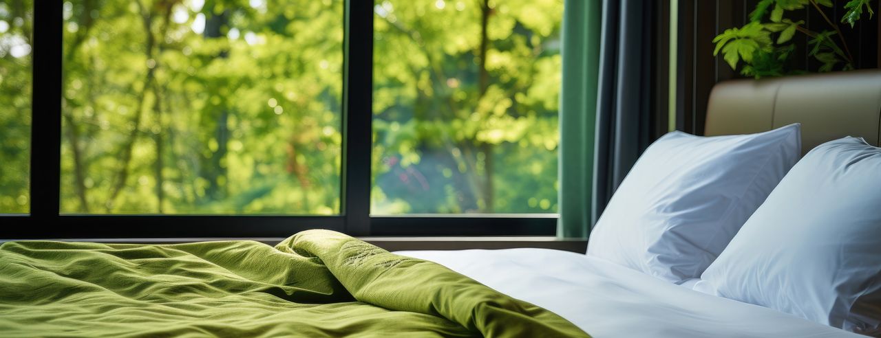 Hotelzimmer mit Ausblick in die Natur