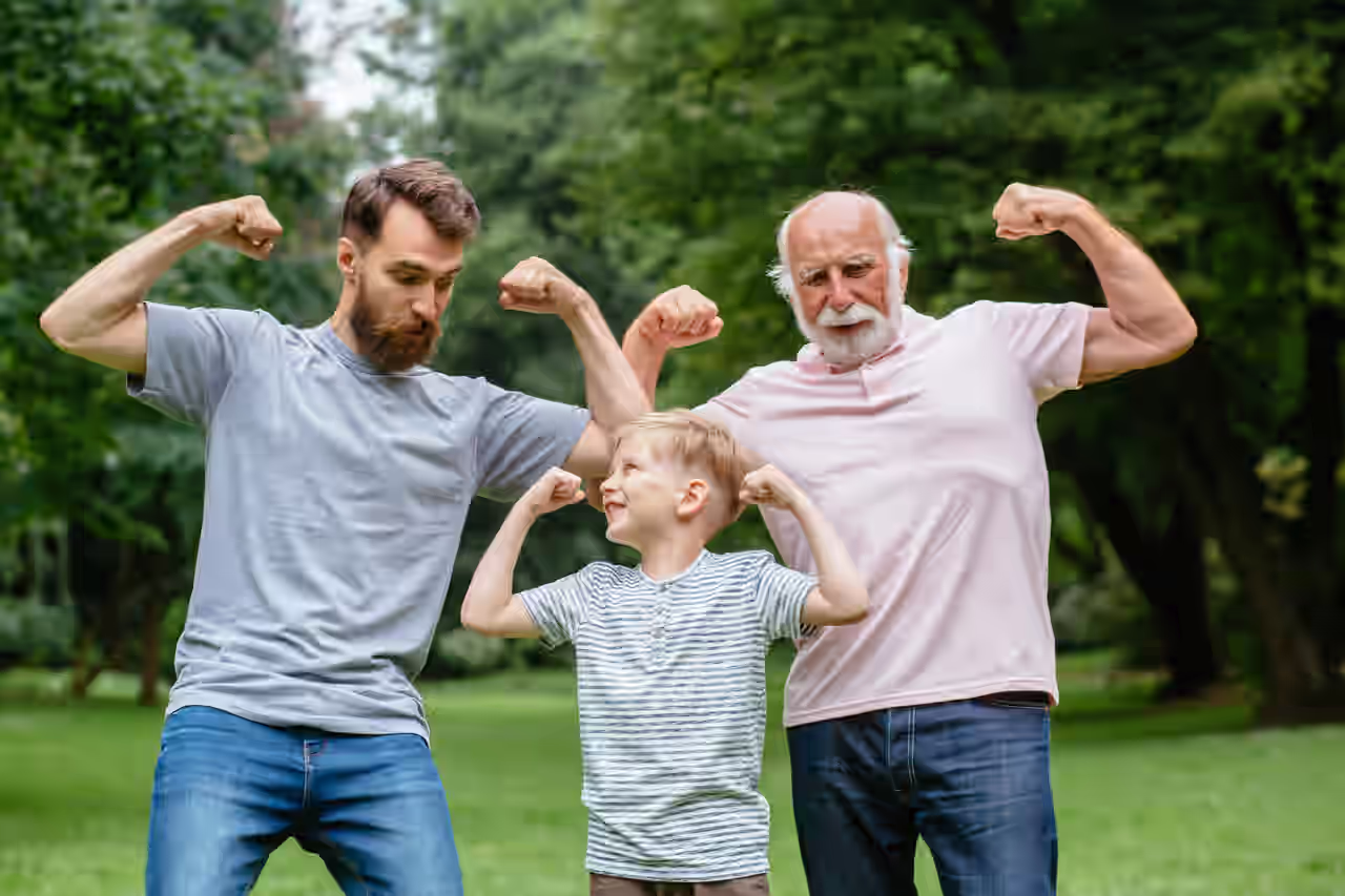 Opa, Vater und Sohn im Park