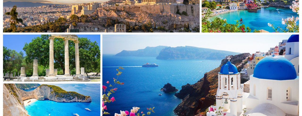 Collage von griechischen Sehenswürdigkeiten