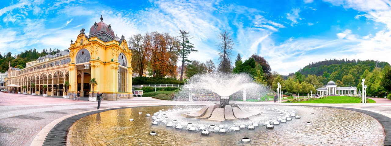 Blick auf einen Brunnen in Marienbad