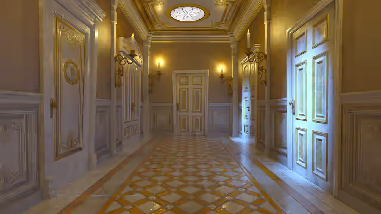 Flur eines Schlosshotels in Baden-Württemberg