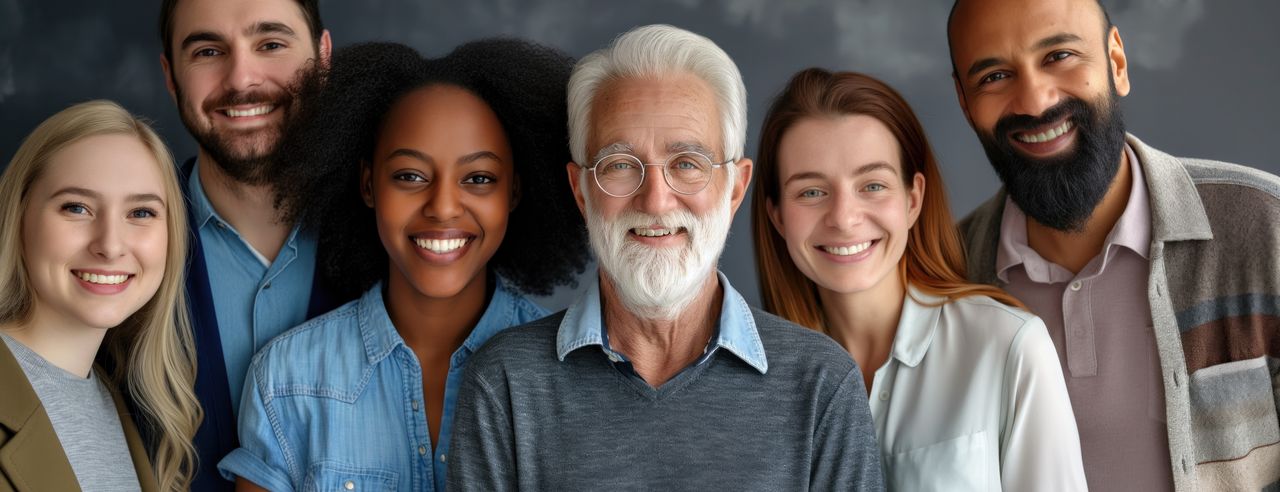 Eine Gruppe von Menschen mit unterschiedlichen demografischen Merkmalen