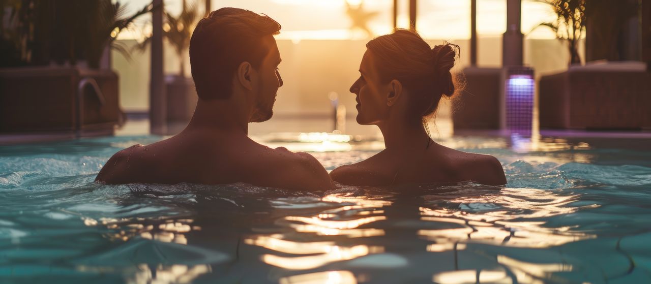 glückliches Paar im Pool