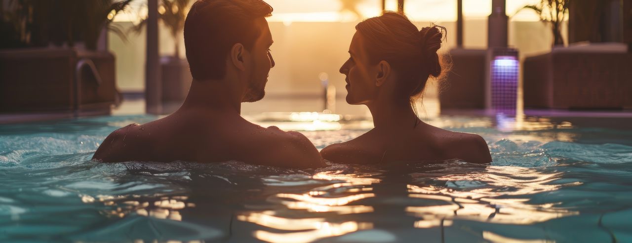 glückliches Paar im Pool