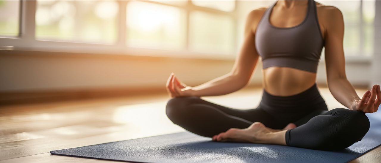 Eine Frau übt Yoga im Urlaub über das Wochenende in Baden-Württemberg