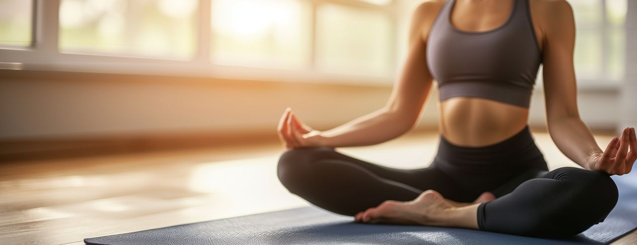 Eine Frau übt Yoga im Urlaub über das Wochenende in Baden-Württemberg