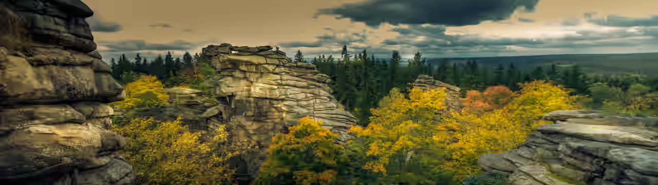 Panorama Greifensteine im Erzgebirge sehen beim Kurzurlaub