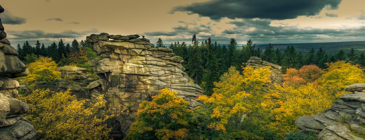 Panorama Greifensteine im Erzgebirge sehen beim Kurzurlaub