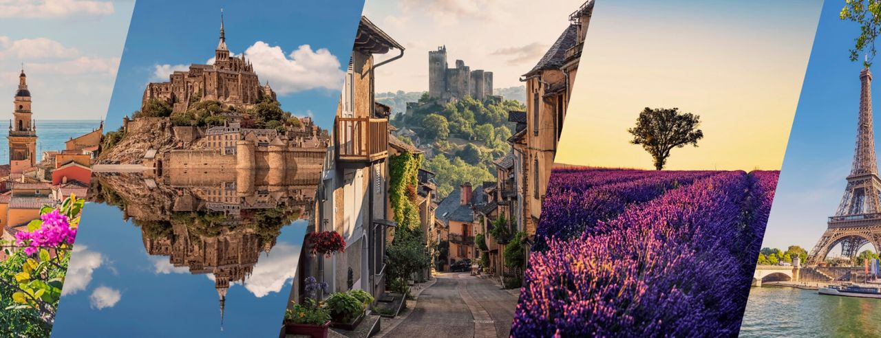Collage französischer Sehenswürdigkeiten