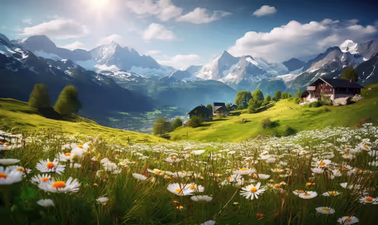 Bayern im Sommer: Blühende Wiesen und die alpine Landschaft