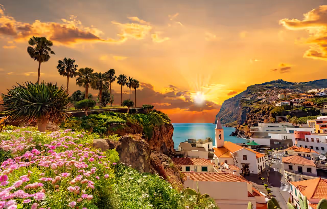 The coast of Portugal with the Atlantic Ocean in the background