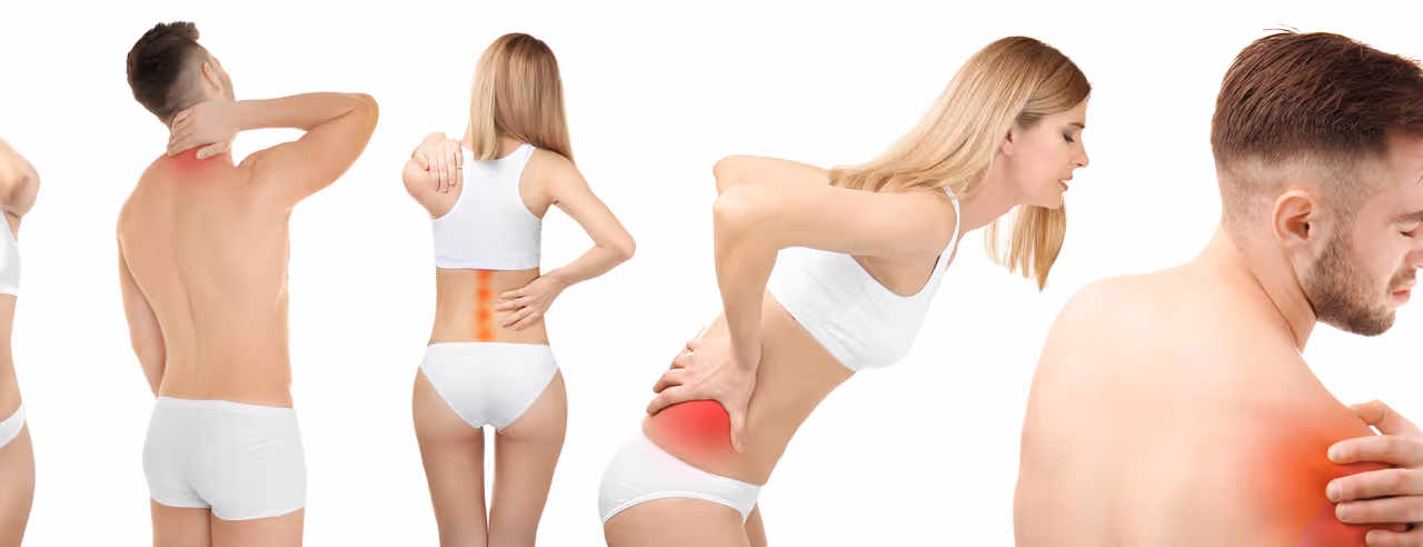 Varie rappresentazioni di persone affette da dolore cronico.