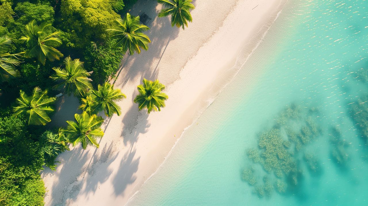 Traumstrand von den Malediven mit türkisblauen Wasser