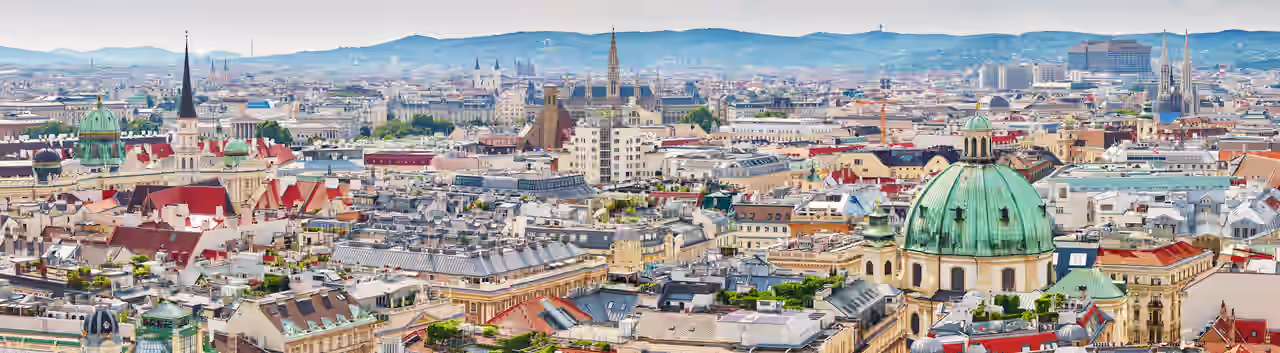 Panoramablick über die Stadt bei einem Kurzurlaub in Wien