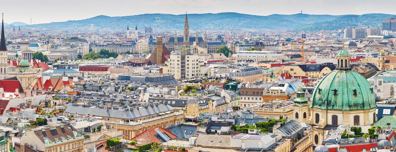 Panoramablick über die Stadt bei einem Kurzurlaub in Wien
