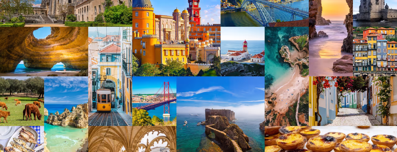 Collage mit Portugals Sehenswürdigkeiten